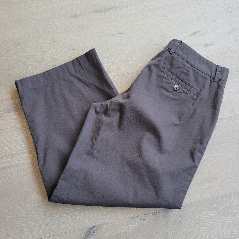 EUC Lauren Ralph Lauren Pants Women's sz 8 Brown Wide Leg Capri Pants